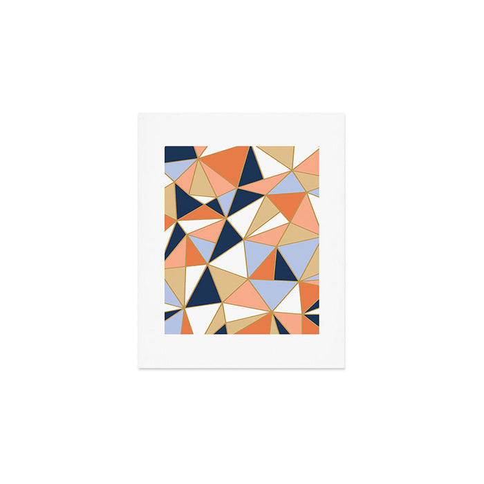 Festive, Geometric Art, Orange, Navy, Blue, Gold, Abstract Art Art Print Gallery Image 1