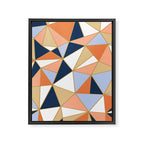 Festive, Geometric Art, Orange, Navy, Blue, Gold, Abstract Art Framed Canvas Print Gallery Image 8