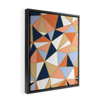 Festive, Geometric Art, Orange, Navy, Blue, Gold, Abstract Art Framed Canvas Print Gallery Image 2
