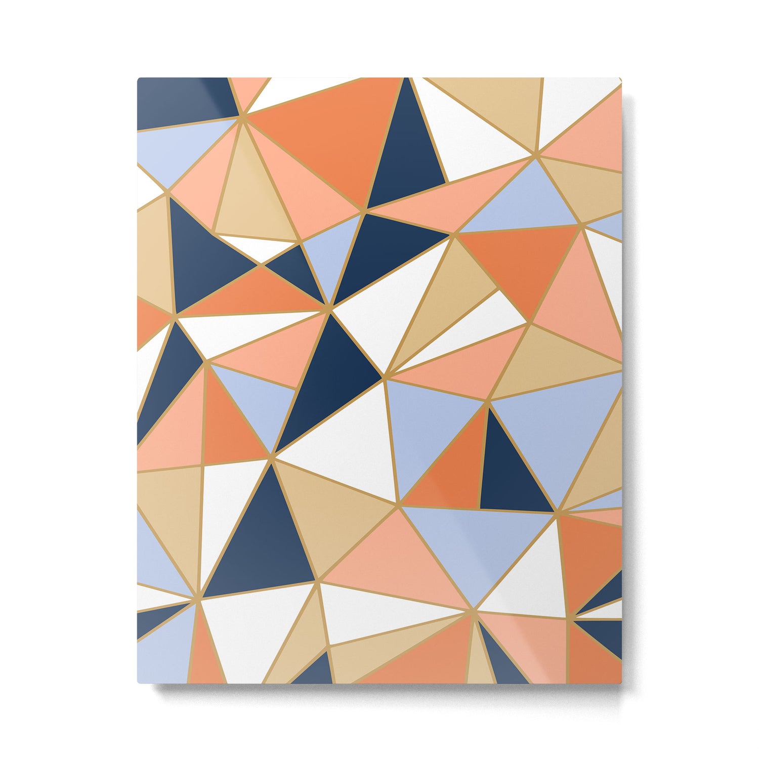 Festive, Geometric Art, Orange, Navy, Blue, Gold, Abstract Art Metal Print Gallery Image 6