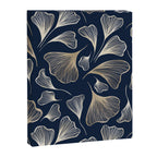 Festive, Gingko Leaves, Floral Prints, Navy Blue Canvas Print Gallery Image 8