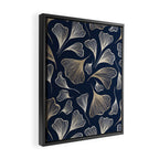 Festive, Gingko Leaves, Floral Prints, Navy Blue Framed Canvas Print Gallery Image 2