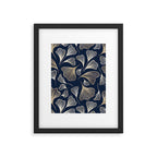Festive, Gingko Leaves, Floral Prints, Navy Blue Framed Art Print Gallery Image 6