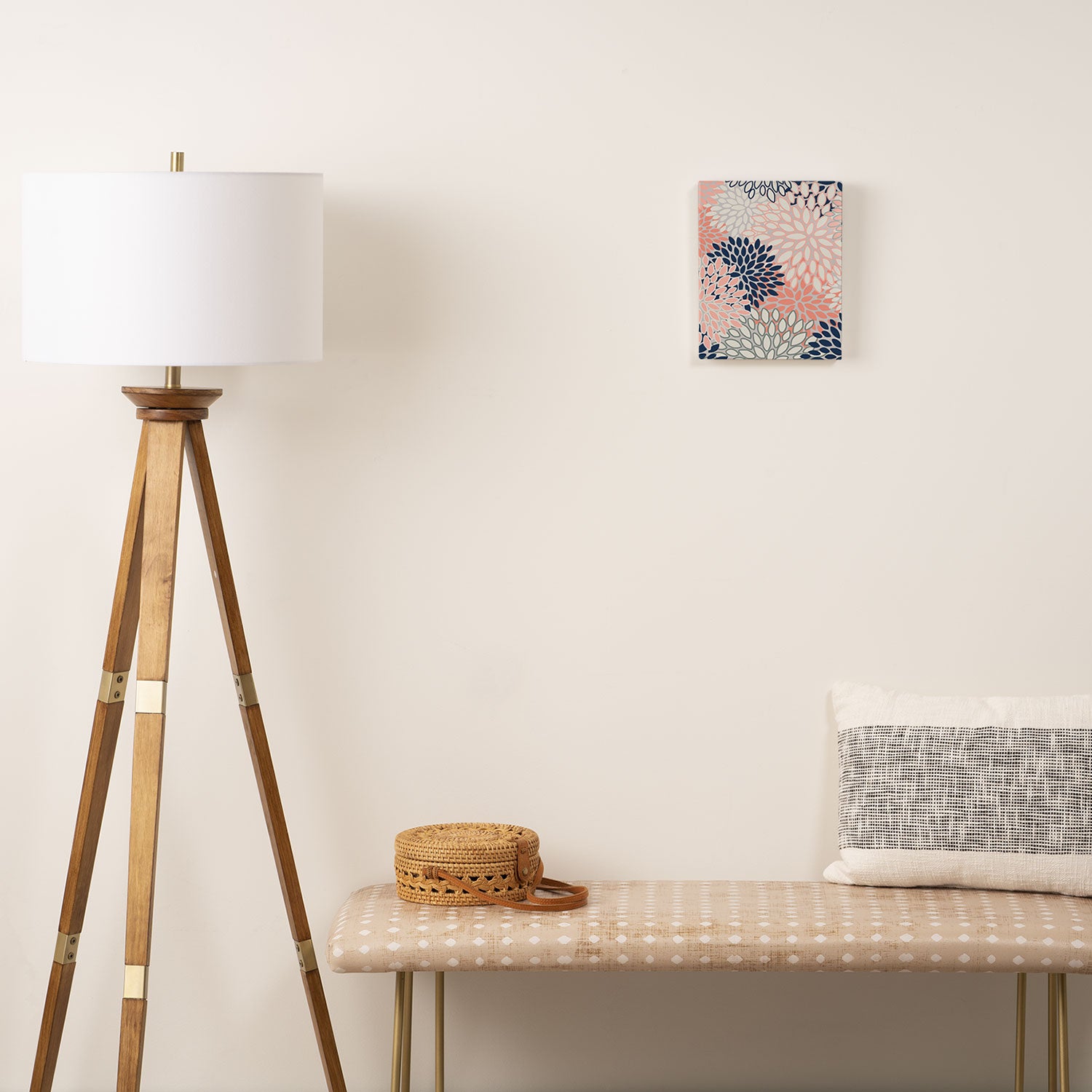 Festive, Modern, Floral Prints, Pink, Navy, Gray Canvas Print Gallery Image 2
