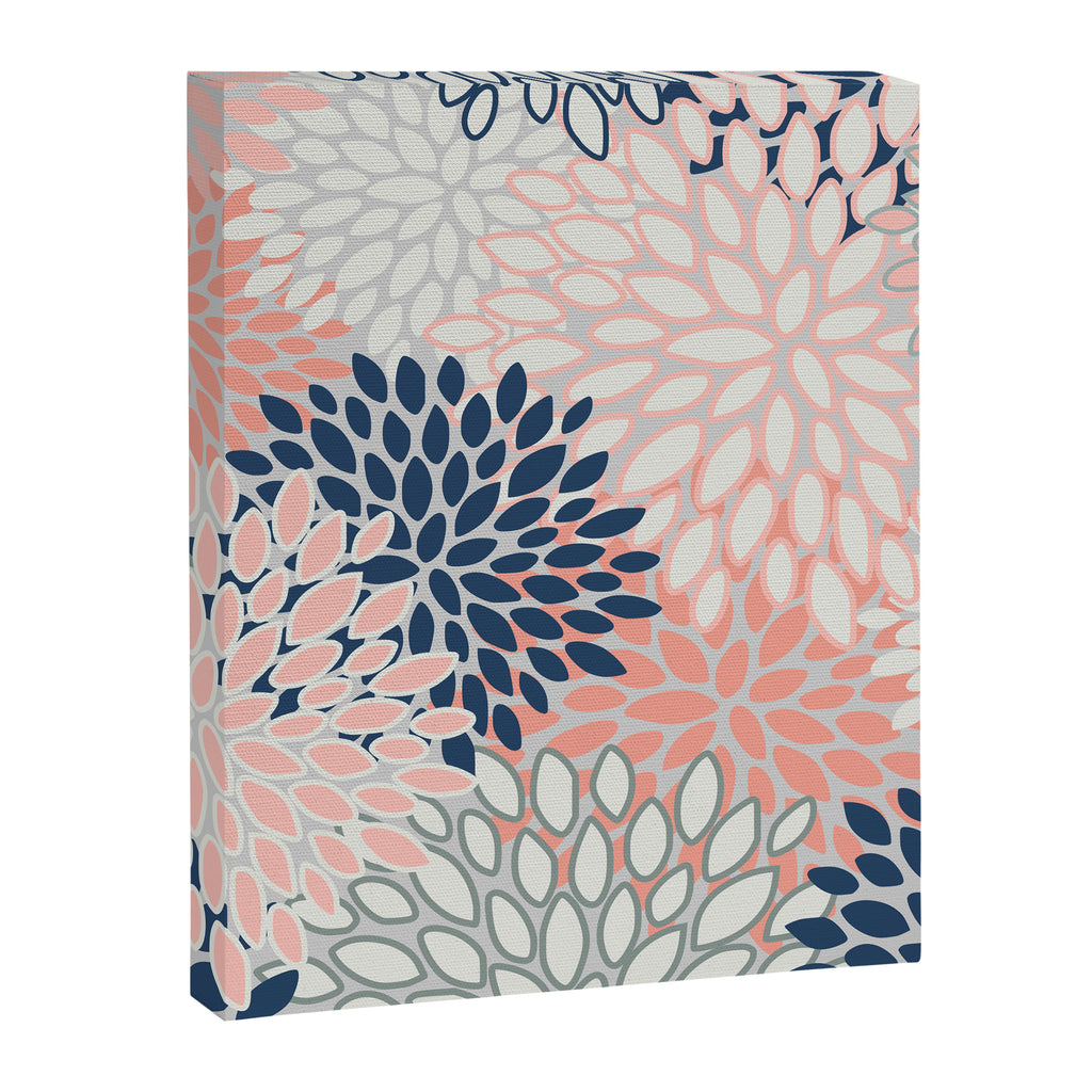 Festive, Modern, Floral Prints, Pink, Navy, Gray Canvas Print Gallery Image 8