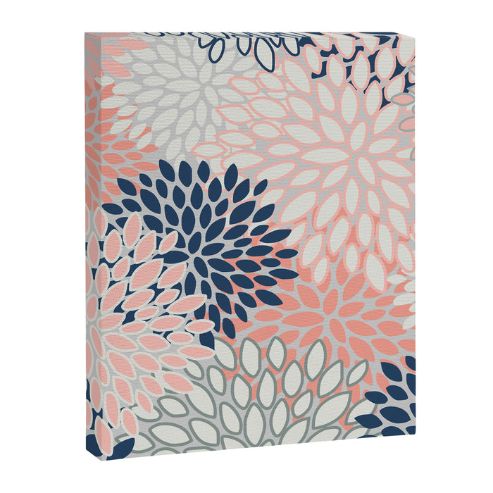 Festive, Modern, Floral Prints, Pink, Navy, Gray Canvas Print Gallery Image 1
