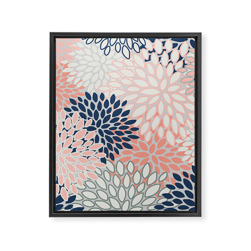 Festive, Modern, Floral Prints, Pink, Navy, Gray Framed Canvas Print Gallery Image 8