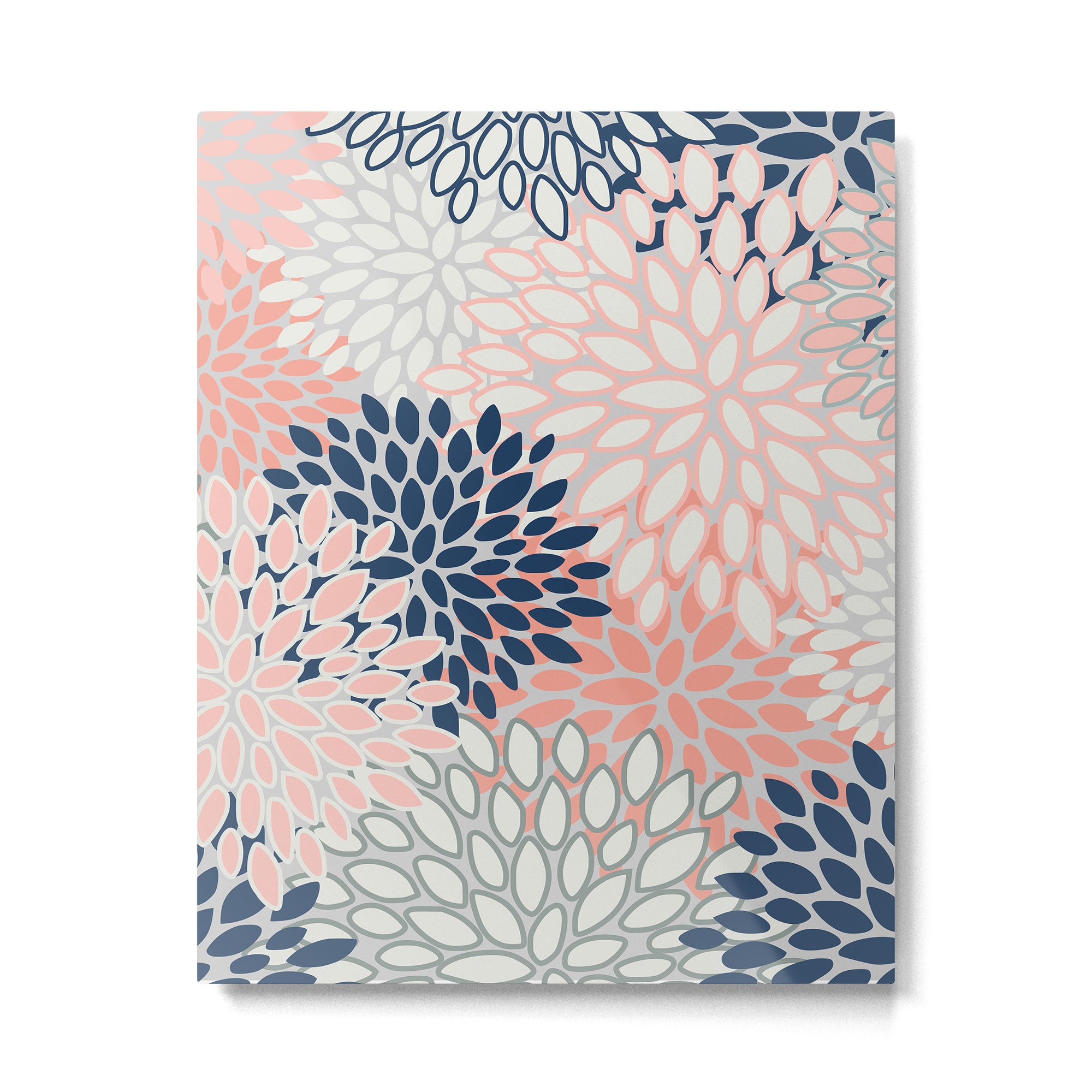 Festive, Modern, Floral Prints, Pink, Navy, Gray Metal Print Gallery Image 6