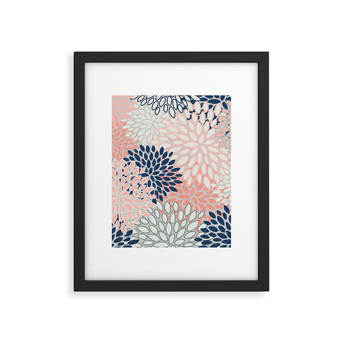 Festive, Modern, Floral Prints, Pink, Navy, Gray Framed Art Print Gallery Image 1