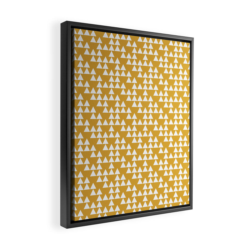 Festive Mustard Yellow, Triangles  Framed Canvas Print Gallery Image 2