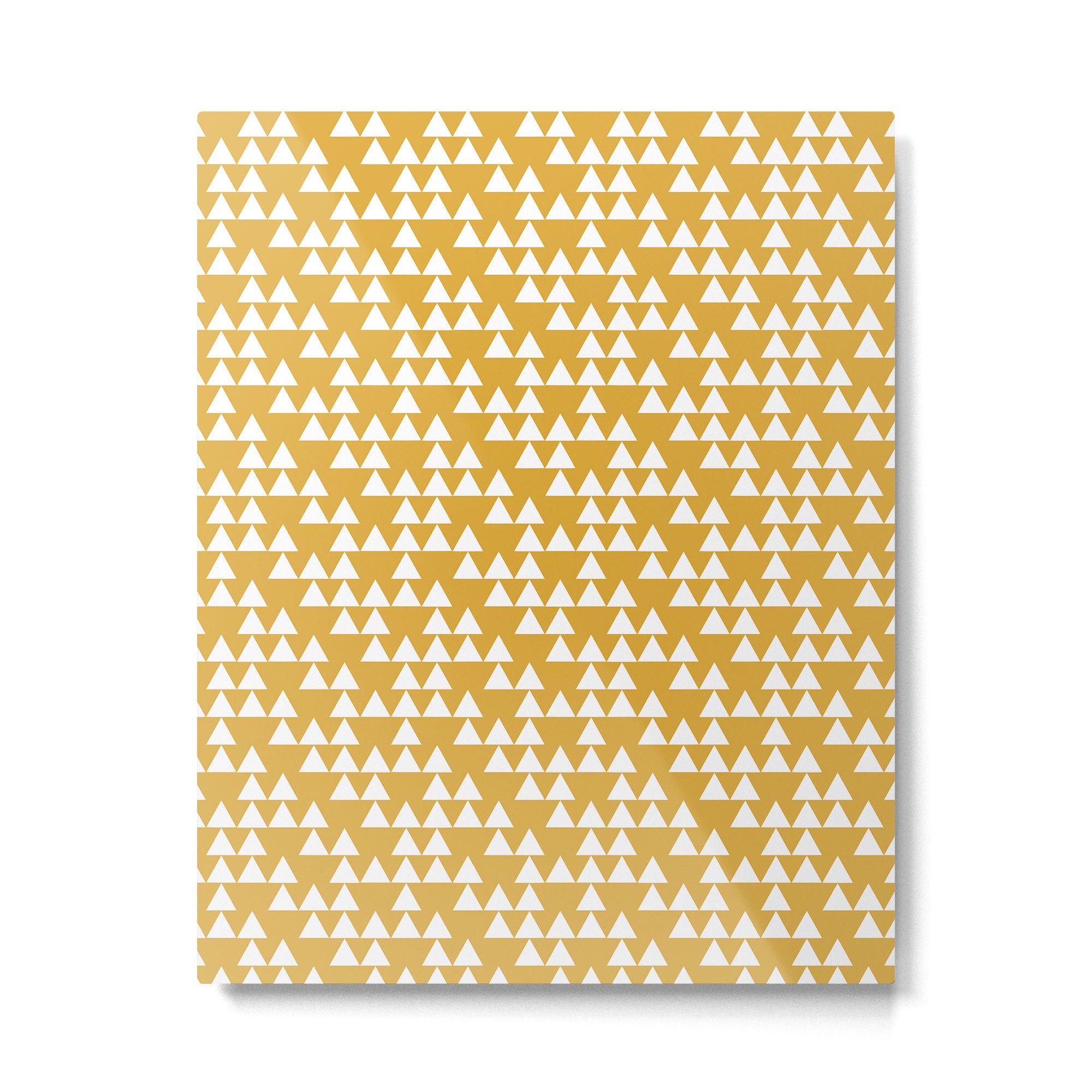 Festive Mustard Yellow, Triangles  Metal Print Gallery Image 6