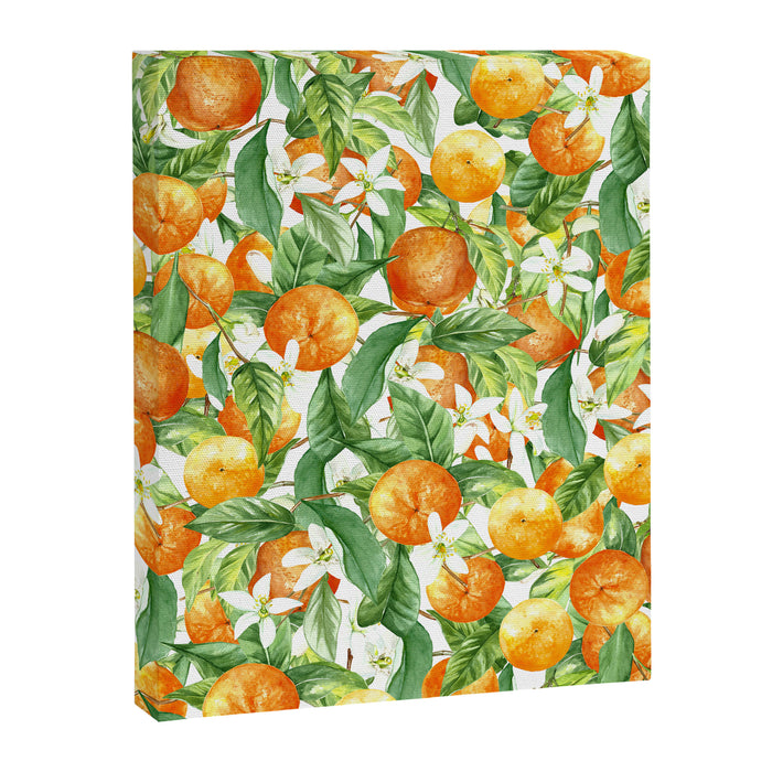 Festive, Oranges, Floral Prints, Orange and Green, Watercolor Canvas Print Gallery Image 1