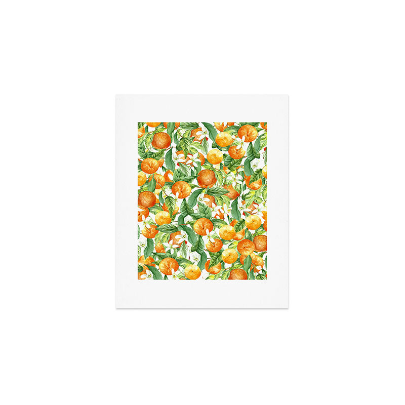 Festive, Oranges, Floral Prints, Orange and Green, Watercolor Art Print Gallery Image 1