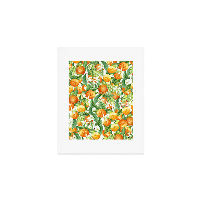 Festive, Oranges, Floral Prints, Orange and Green, Watercolor Art Print Gallery Image 1