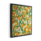 Festive, Oranges, Floral Prints, Orange and Green, Watercolor Framed Canvas Print Gallery Image 2