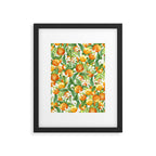 Festive, Oranges, Floral Prints, Orange and Green, Watercolor Framed Art Print Gallery Image 6