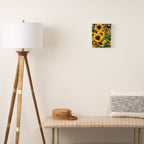 Festive, Sunflowers, Yellow and Green on Black Canvas Print Gallery Image 2