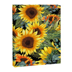 Festive, Sunflowers, Yellow and Green on Black Canvas Print Gallery Image 8