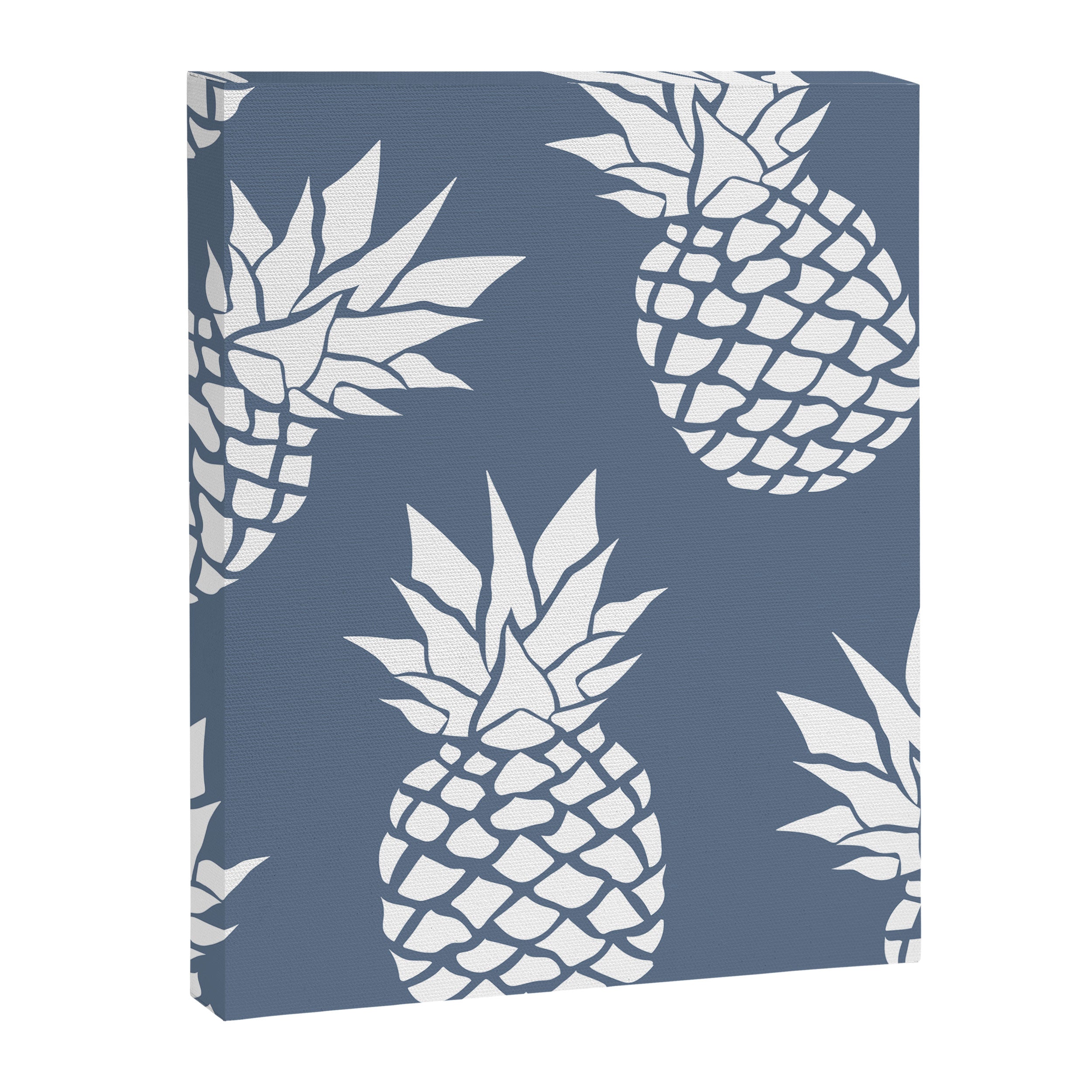 Festive, Tropical, Pineapples, Blue and White Canvas Print Gallery Image 8