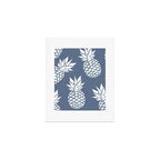 Festive, Tropical, Pineapples, Blue and White Art Print Gallery Image 1