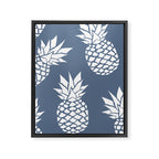 Festive, Tropical, Pineapples, Blue and White Framed Canvas Print Gallery Image 8