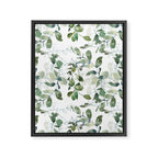 Festive, Watercolor, Leaves Print, White and Green Framed Canvas Print Gallery Image 8