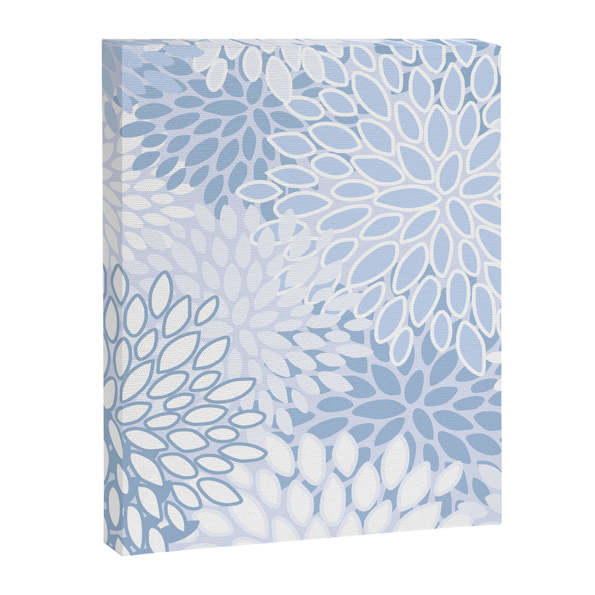 Festive, Winter, Floral Prints, Soft Blue and White Canvas Print Gallery Image 8