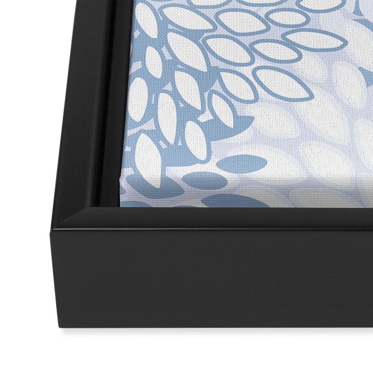 Festive, Winter, Floral Prints, Soft Blue and White Framed Canvas Print Gallery Image 3