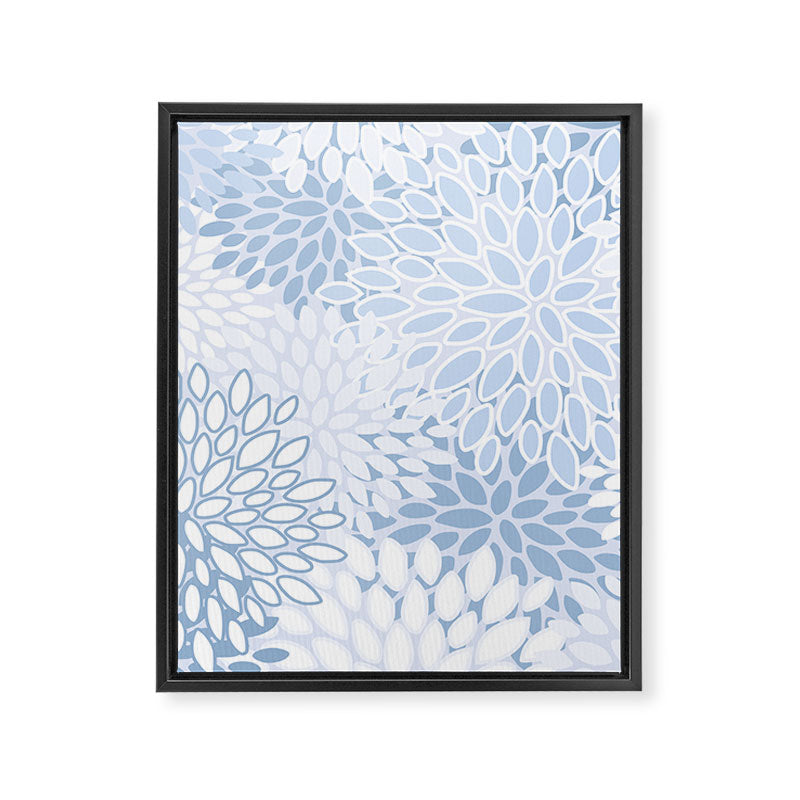 Festive, Winter, Floral Prints, Soft Blue and White Framed Canvas Print Gallery Image 8