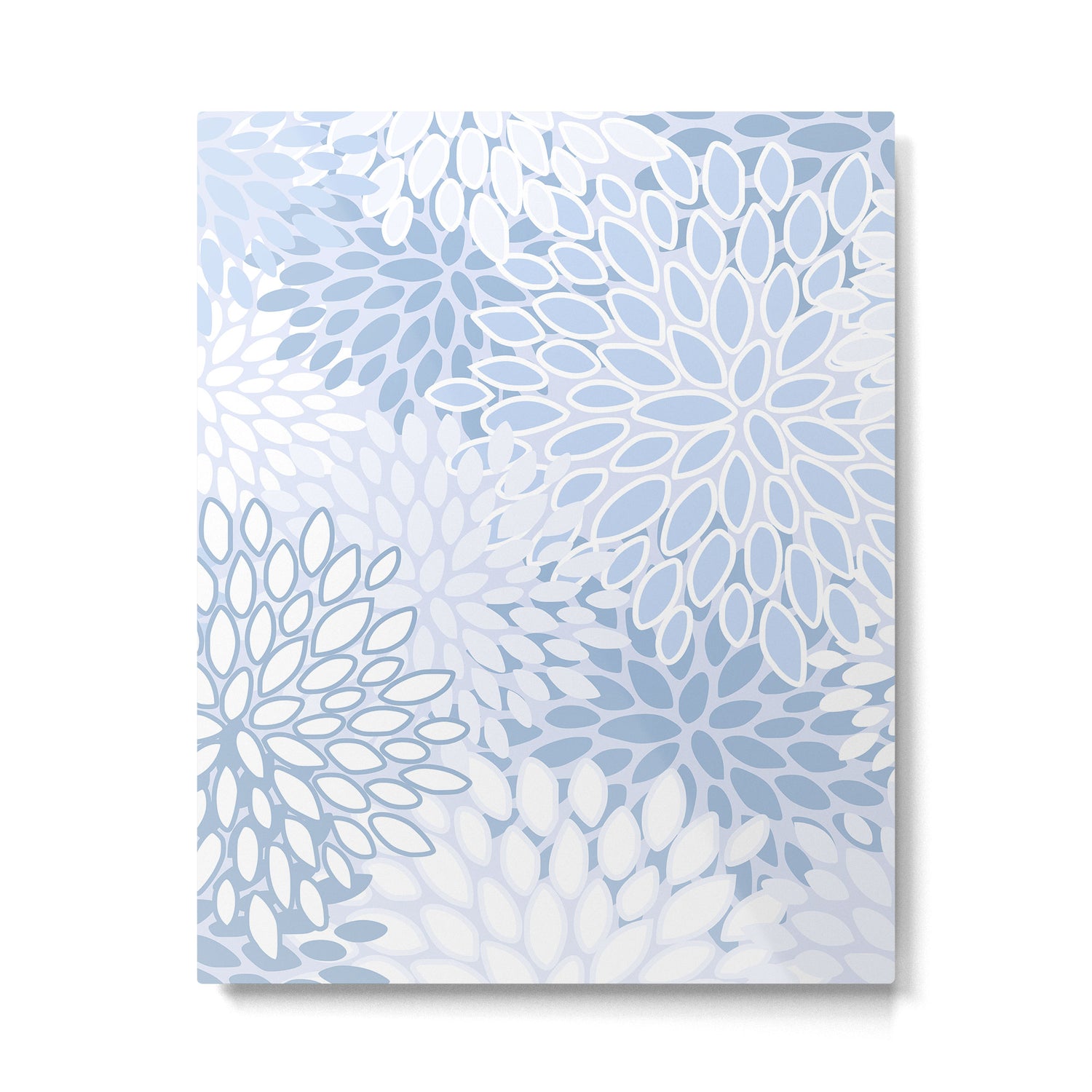Festive, Winter, Floral Prints, Soft Blue and White Metal Print Gallery Image 6