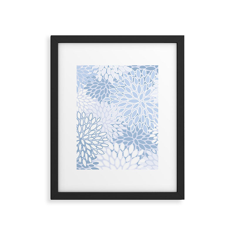 Festive, Winter, Floral Prints, Soft Blue and White Framed Art Print Gallery Image 6