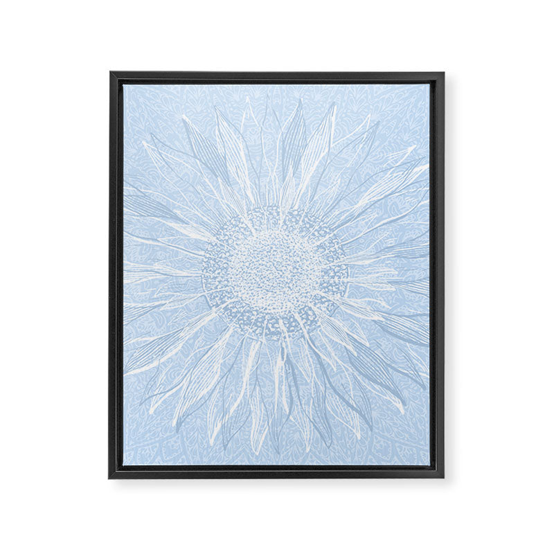 Festive, Winter, Mandala, Snowflake, Sky Blue Framed Canvas Print Gallery Image 8