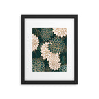 Floral Aesthetic in Dark Teal Green, Ivory and Gold Framed Art Print Gallery Image 6
