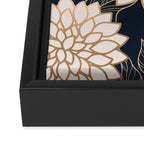 Floral Aesthetic in Navy, Blue, Ivory and Gold Framed Canvas Print Gallery Image 3