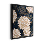 Floral Aesthetic in Navy, Blue, Ivory and Gold Framed Canvas Print Gallery Image 2