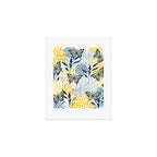Floral and Butterflies Print, Blue and Yellow Art Print Gallery Image 1