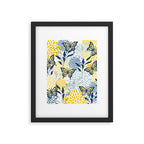Floral and Butterflies Print, Blue and Yellow Framed Art Print Gallery Image 6