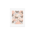 Floral and Butterflies Print, Gray, Coral, Peach Art Print Gallery Image 1