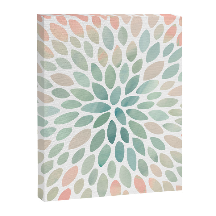 Floral Bloom, Abstract Watercolor, Coral, Peach, Green, Floral Prints Canvas Print Gallery Image 1