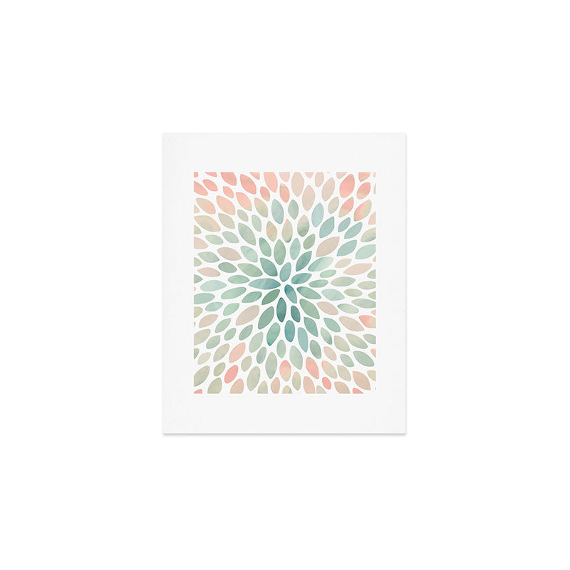 Floral Bloom, Abstract Watercolor, Coral, Peach, Green, Floral Prints Art Print Gallery Image 1