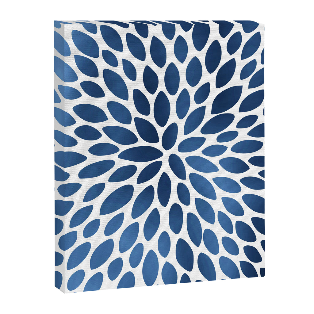 Floral Bloom, Dark Blue on White Canvas Print Gallery Image 8