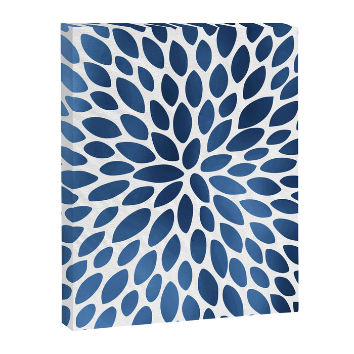 Floral Bloom, Dark Blue on White Canvas Print Gallery Image 1