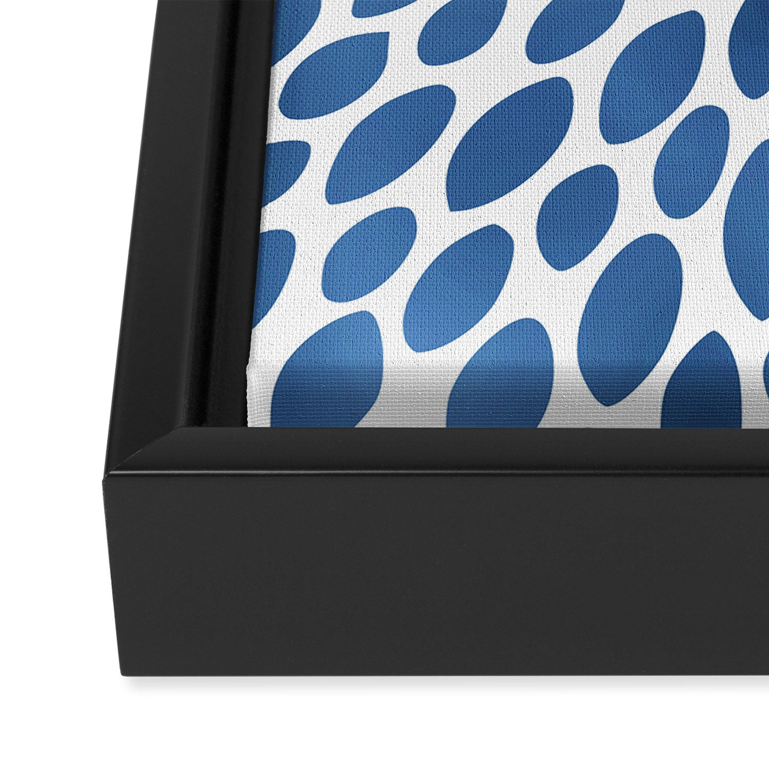 Floral Bloom, Dark Blue on White Framed Canvas Print Gallery Image 3