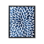 Floral Bloom, Dark Blue on White Framed Canvas Print Gallery Image 8