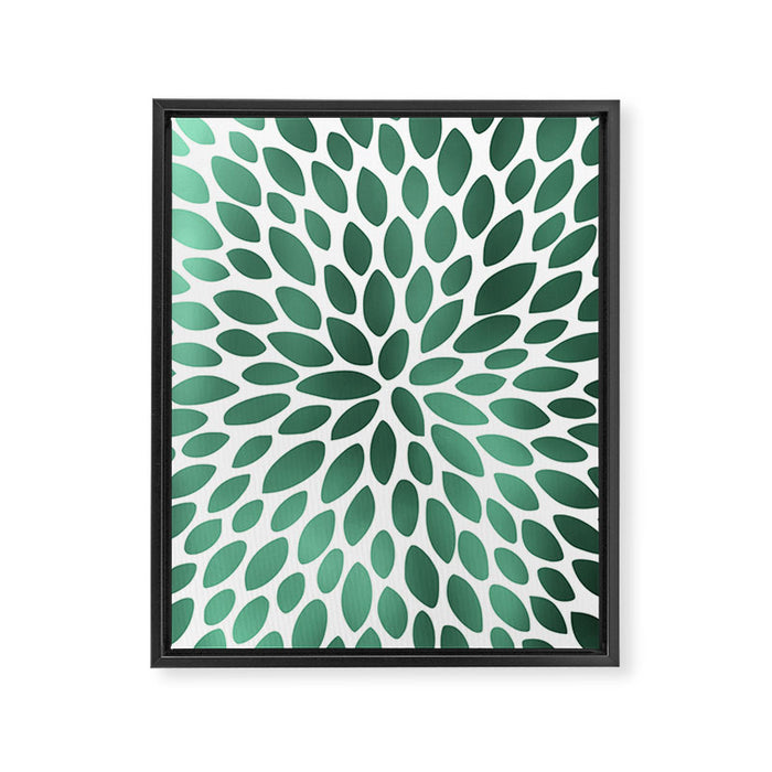Floral Bloom Green and White Framed Canvas Print Gallery Image 1