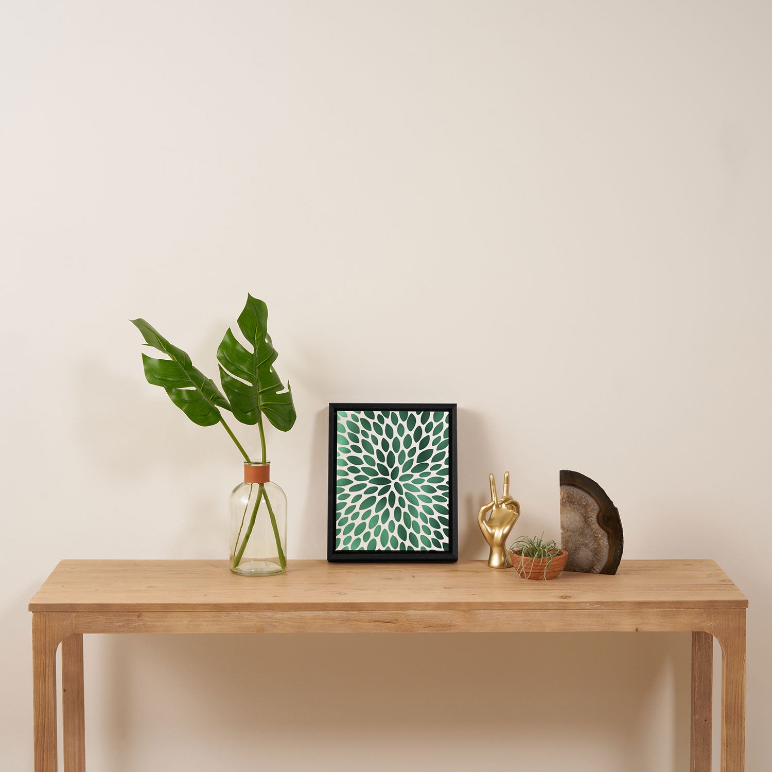 Floral Bloom Green and White Framed Canvas Print Gallery Image 4