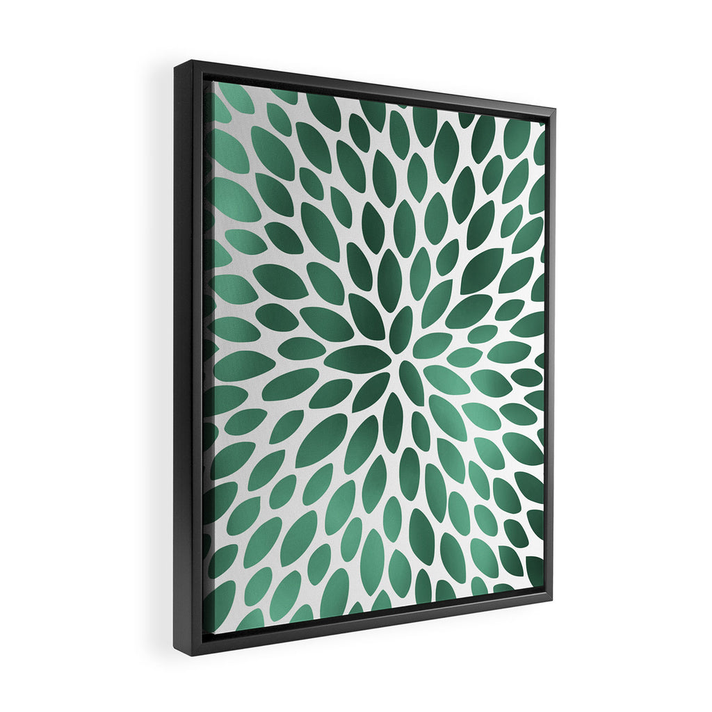 Floral Bloom Green and White Framed Canvas Print Gallery Image 2