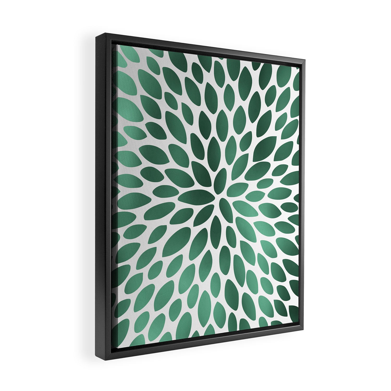 Floral Bloom Green and White Framed Canvas Print Gallery Image 2