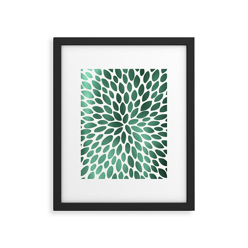 Floral Bloom Green and White Framed Art Print Gallery Image 6
