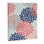 Floral Bloom Print, Living Coral, Pale Aqua Blue, Gray, Navy Canvas Print Gallery Image 8